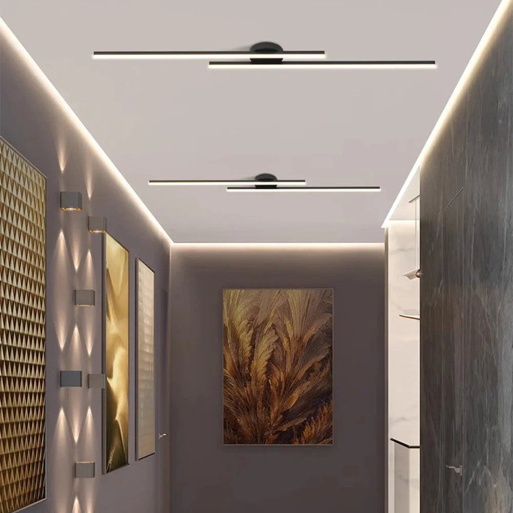 Modern Long Aluminium LED Ceiling Light Fixture for Indoor Spaces - Ideal for Hallways, Balconies, Aisles, and Offices