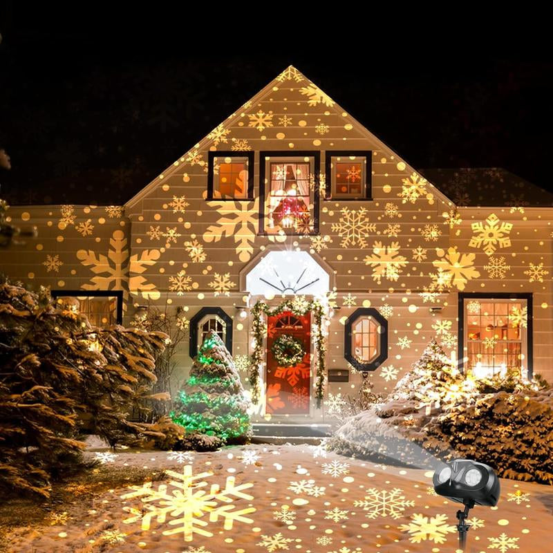 Vansmago 2024 Upgraded Dual-Head Outdoor Snowflake Projector Light, IP65 Waterproof, 180 Rotation, Large Scale Projection, Best Christmas Light Porjector for outside Yard and House