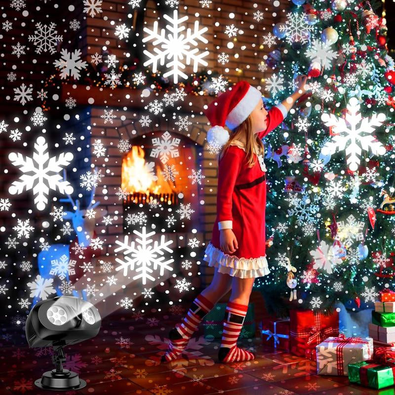 Vansmago 2024 Upgraded Dual-Head Outdoor Snowflake Projector Light, IP65 Waterproof, 180 Rotation, Large Scale Projection, Best Christmas Light Porjector for outside Yard and House