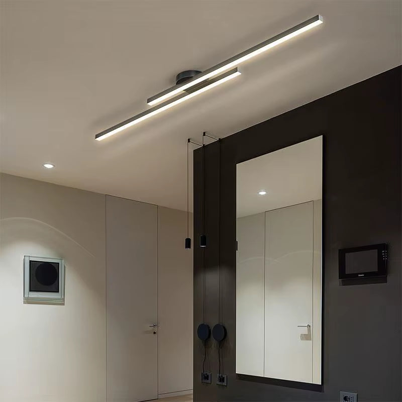 Modern Long Aluminium LED Ceiling Light Fixture for Indoor Spaces - Ideal for Hallways, Balconies, Aisles, and Offices