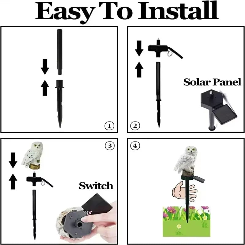 Solar-Powered Owl Garden Lamp - Waterproof LED Outdoor Decoration Lights