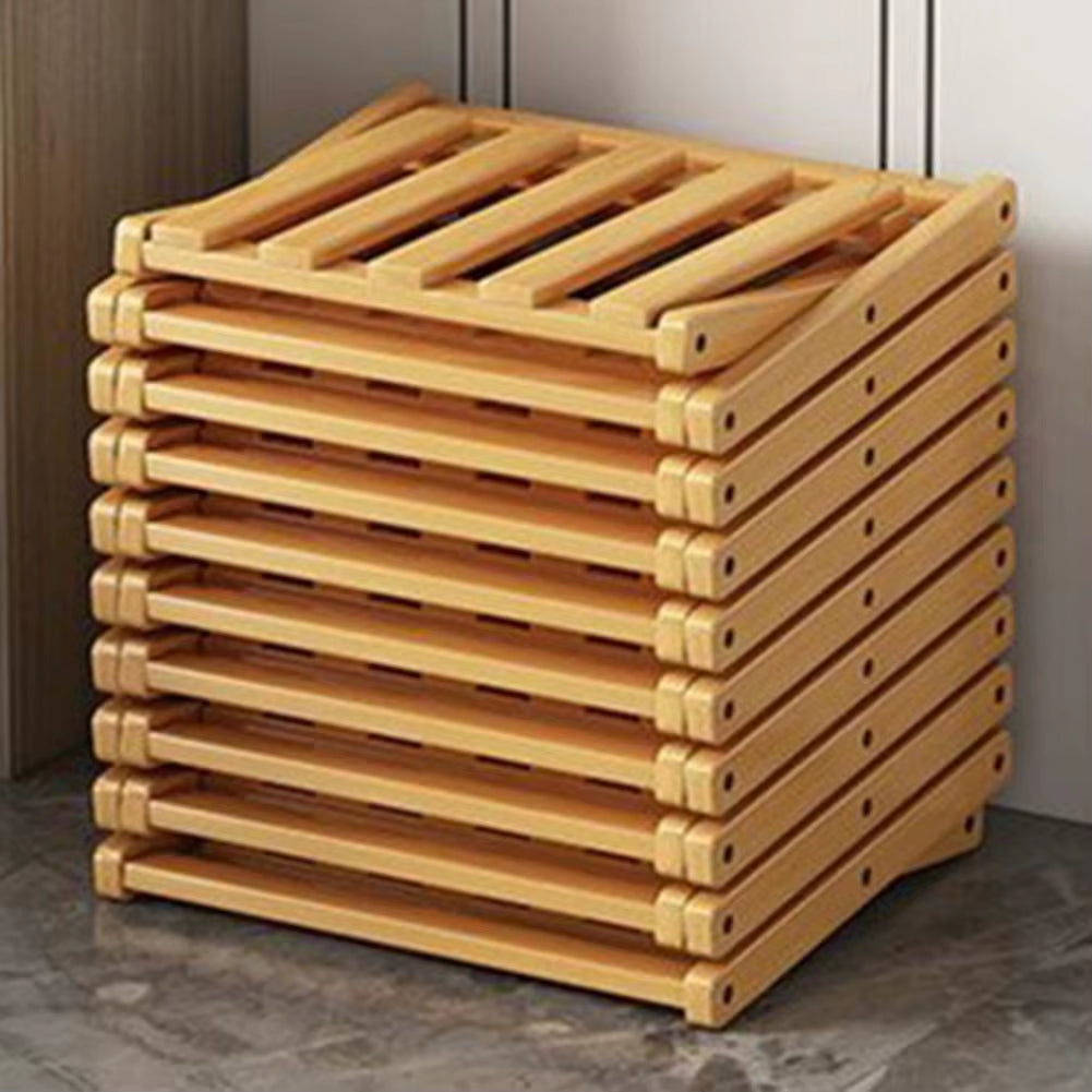 Bamboo Folding Shoe Rack - Space-Saving Wooden Organizer for Entryway with Sturdy Construction and Ample Storage Capacity