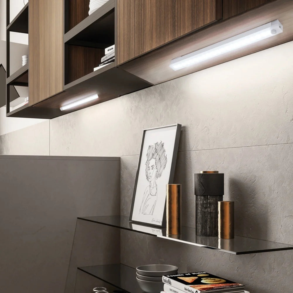 Wireless LED Motion Sensor Night Light - Rechargeable Type C Cabinet and Wardrobe Lamp for Staircase and Kitchen Backlighting