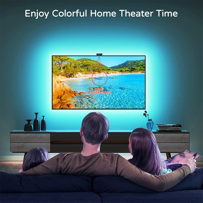 RGBIC LED TV Backlight Strip with Camera App Control and Music Synchronization for Ambient Lighting in Gaming Rooms (55-75 Inch)