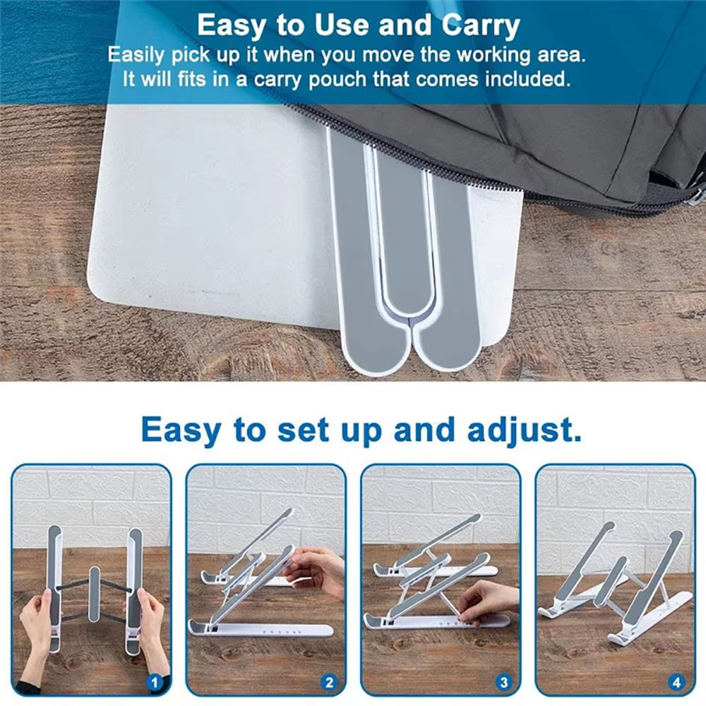 Adjustable Foldable Laptop Stand - Ergonomic Portable Notebook Support Base for MacBook Air and Pro Accessories