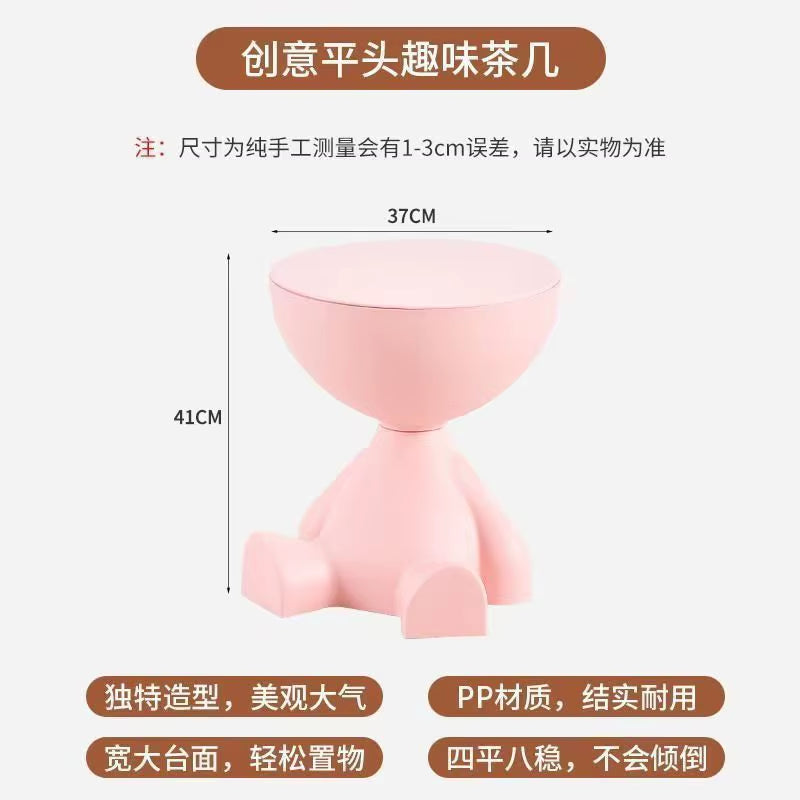 Light Luxury Cartoon-Inspired Sofa Edge Table - Creative Flat-Top Coffee Table for Small Spaces - Plastic Side Table Furniture
