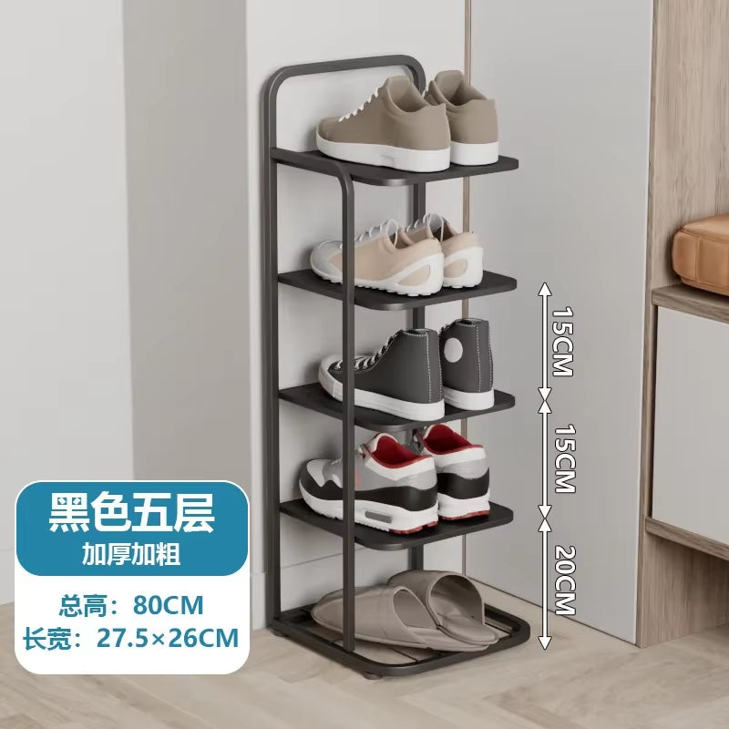 Contemporary Metal Shoe Rack with Vertical Storage and Multi-Functional Shelves for Home Entrance and Plant Display
