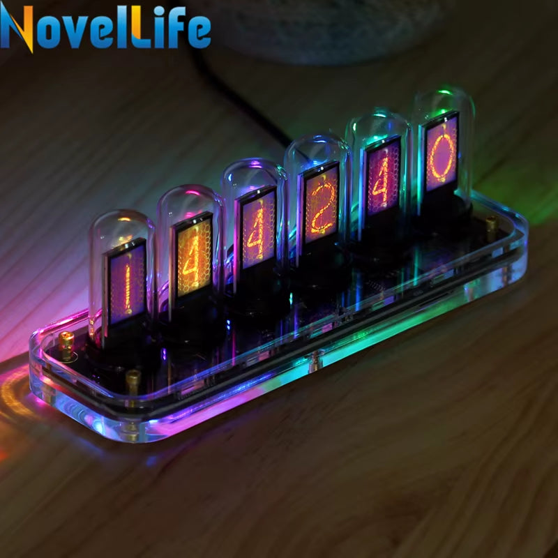 SE Nixie Tube Clock Kit with Digital Calendar, Stopwatch, Time Photo Display, and Gesture Control - Creative Desk Decoration and Gift Option