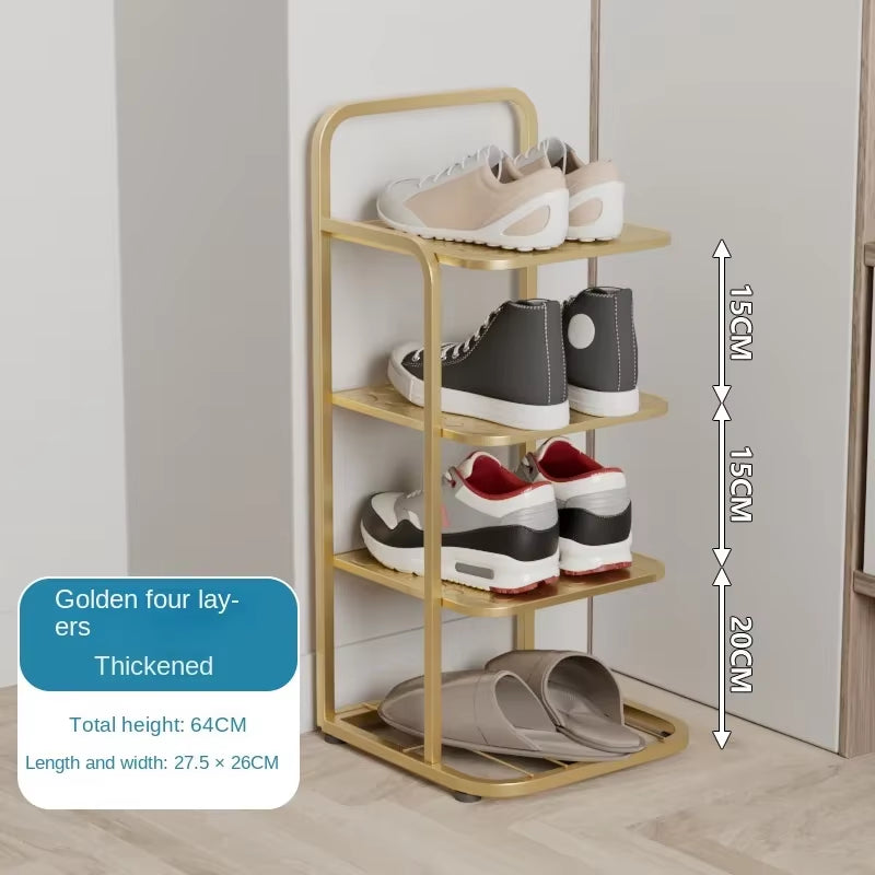 Contemporary Metal Shoe Rack with Vertical Storage and Multi-Functional Shelves for Home Entrance and Plant Display
