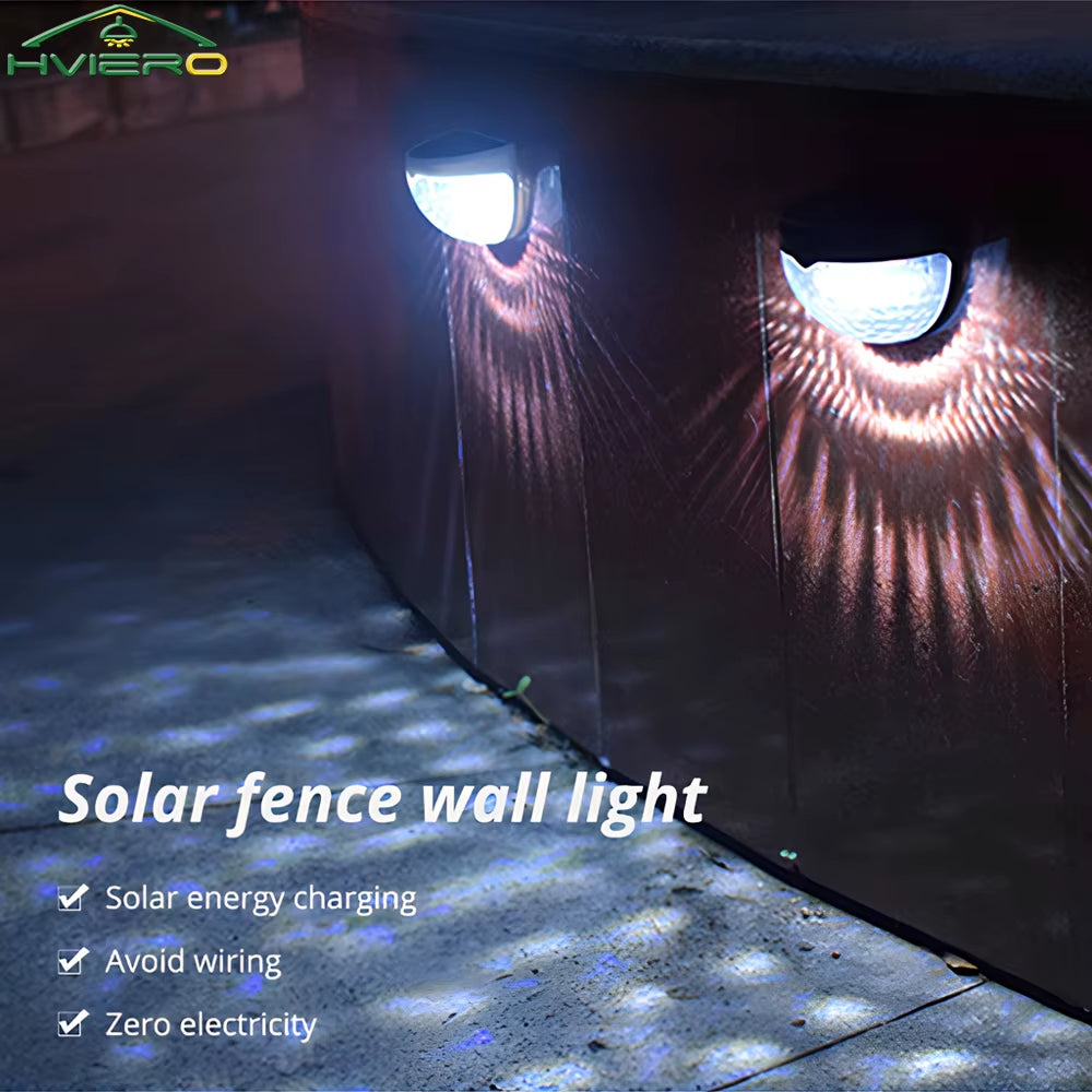 Professional LED Solar Waterproof Wall Lights for Outdoor Fencing, Terraces, and Gardens - Warm White Decorative Lighting