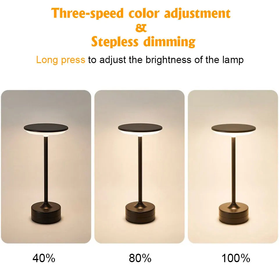 LED Touch Sensor Table Lamp - USB Rechargeable Portable Night Light for Bedroom, Restaurant, and Bar