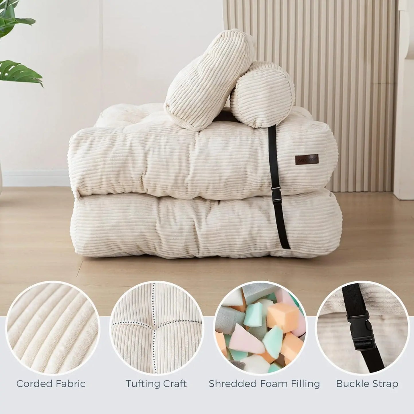 Convertible Folding Sofa Bed with Pillow and Portable Mattress - Versatile Floor Lounge Chair