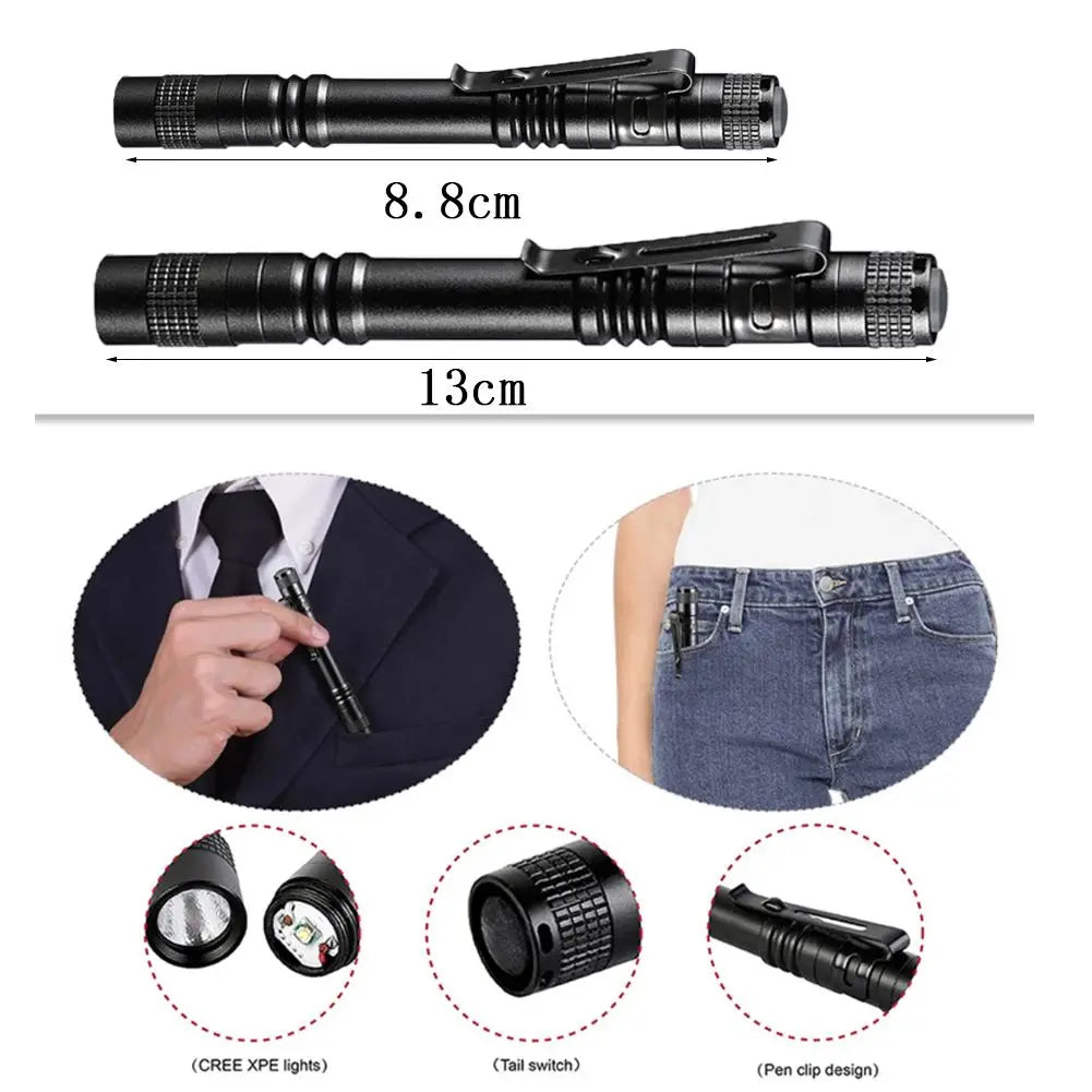 Compact LED Flashlight - Portable Torch for Outdoor Camping, Super Bright Lantern with Focused Beam, Pen-Shaped Design