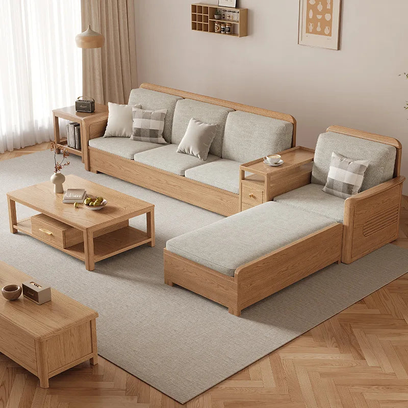 Nordic Ash Wood Solid Sofa Set for Modern Living Rooms in Small and Large Apartments