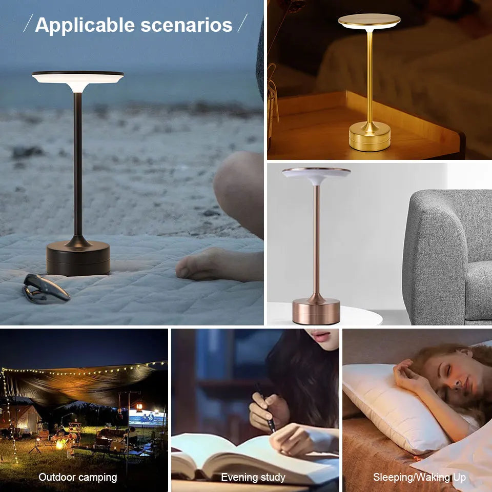 LED Touch Sensor Table Lamp - USB Rechargeable Portable Night Light for Bedroom, Restaurant, and Bar