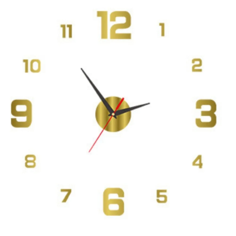Frameless DIY Wall Clock with Night Light and Arrow Decal - Silent Mechanism for Home and Office Décor