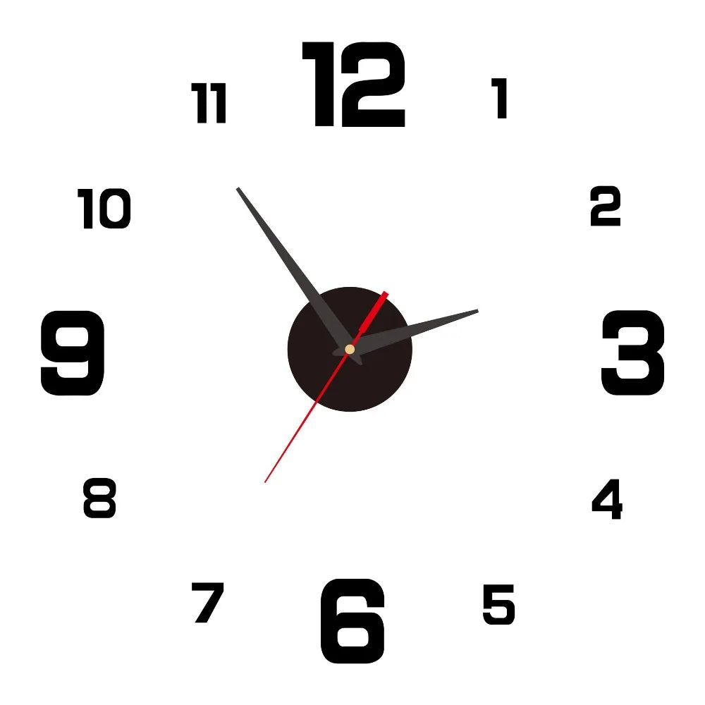 Frameless DIY Wall Clock with Night Light and Arrow Decal - Silent Mechanism for Home and Office Décor