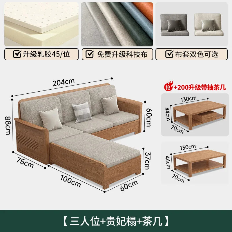 Nordic Ash Wood Solid Sofa Set for Modern Living Rooms in Small and Large Apartments