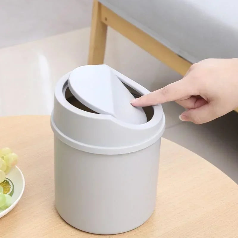 Compact Desktop Trash Can with Lid - Ideal for Bedroom and Workspace Organization