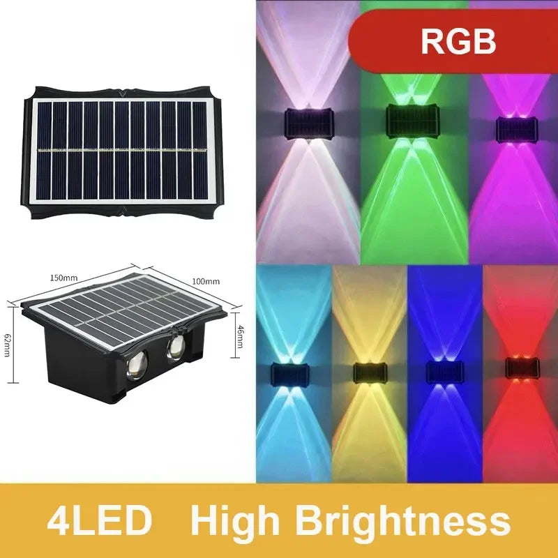 Outdoor Waterproof Solar LED Wall Lamp for Balcony, Yard, and Garden Decoration
