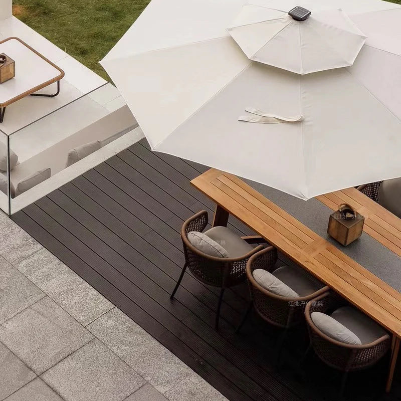 Solid Wood Garden Patio Set with Gazebo - Modern European Outdoor Lounge Furniture, Sun-Proof Sectional Salon De Jardin