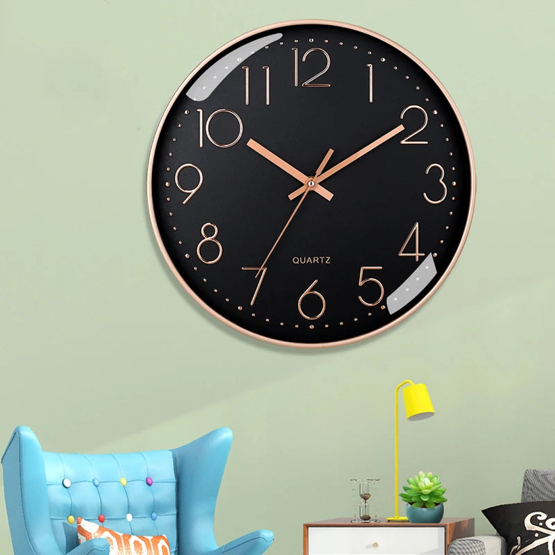 8-Inch Quartz Wall Clock - Silent, Hole-Free Design for Home and Bedroom Decoration