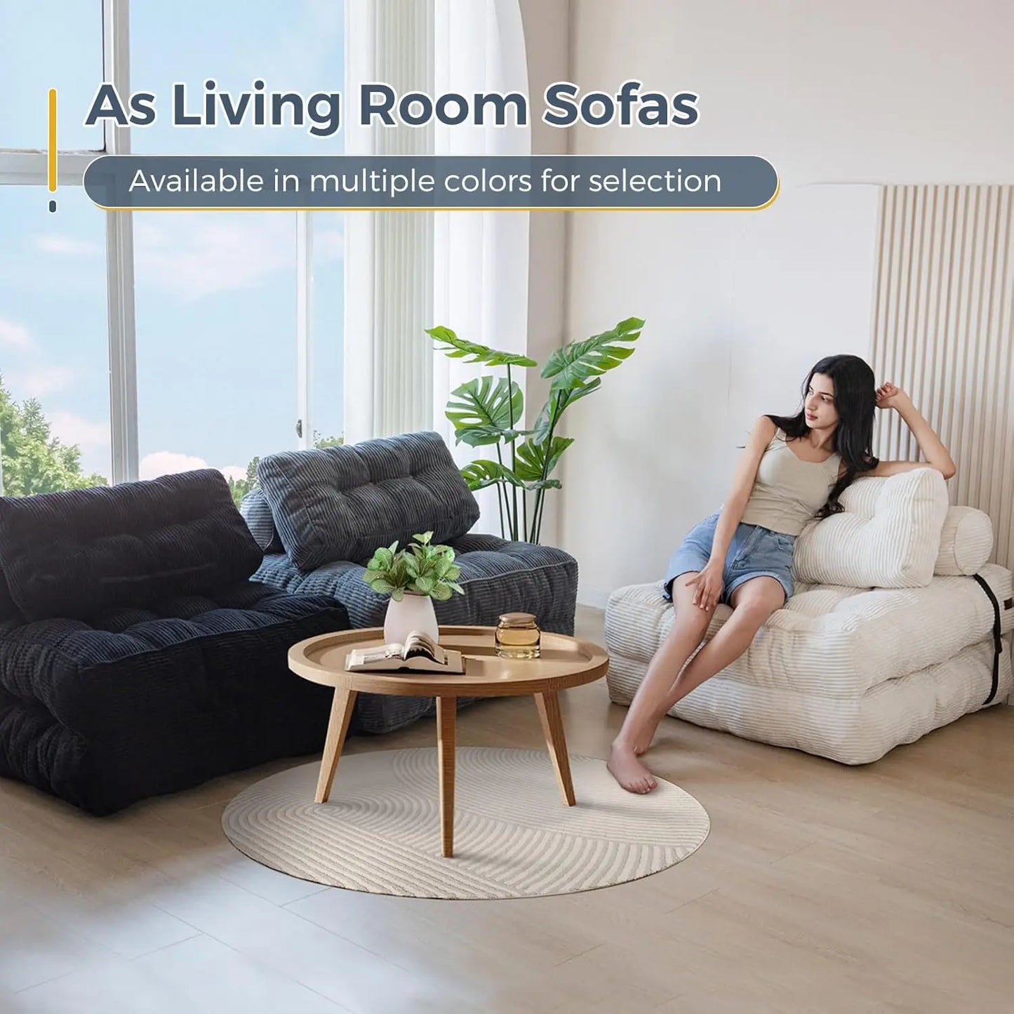 Convertible Folding Sofa Bed with Pillow and Portable Mattress - Versatile Floor Lounge Chair