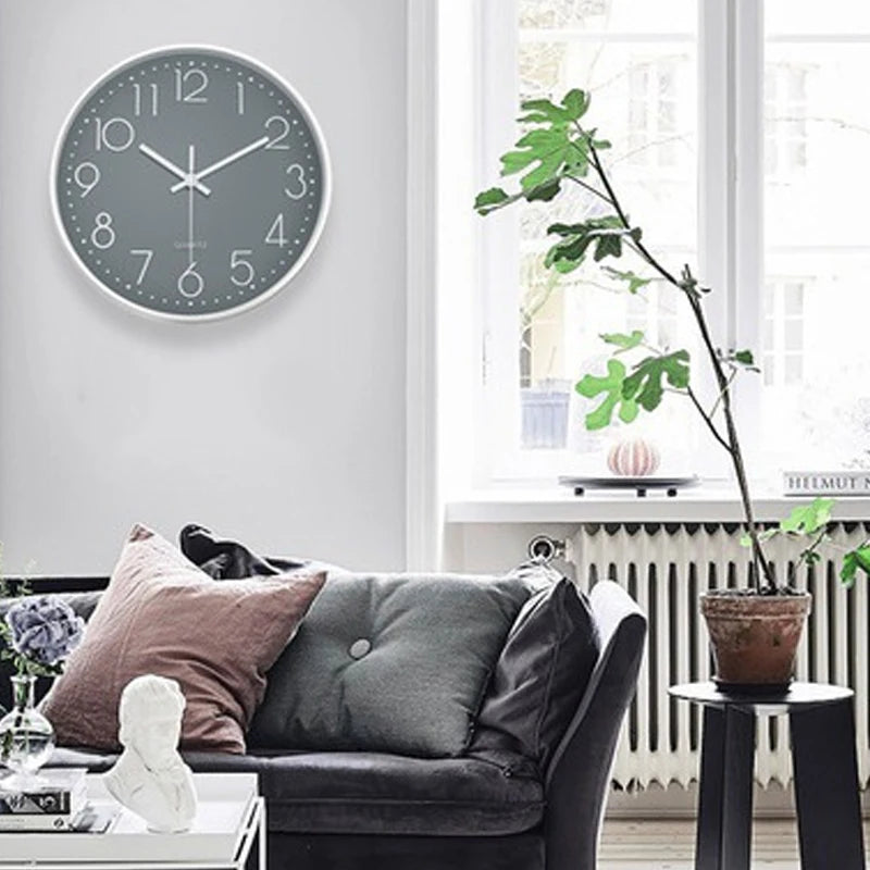 8-Inch Quartz Wall Clock - Silent, Hole-Free Design for Home and Bedroom Decoration