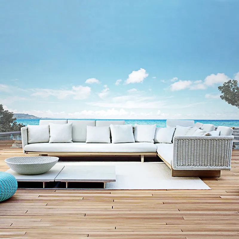 Nordic Waterproof Modern Outdoor Patio Set - Rattan Sectional with Gazebo, Sun-Proof Design for Relaxation