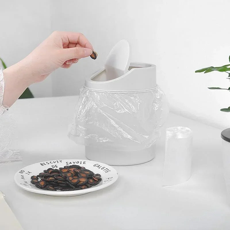 Compact Desktop Trash Can with Lid - Ideal for Bedroom and Workspace Organization