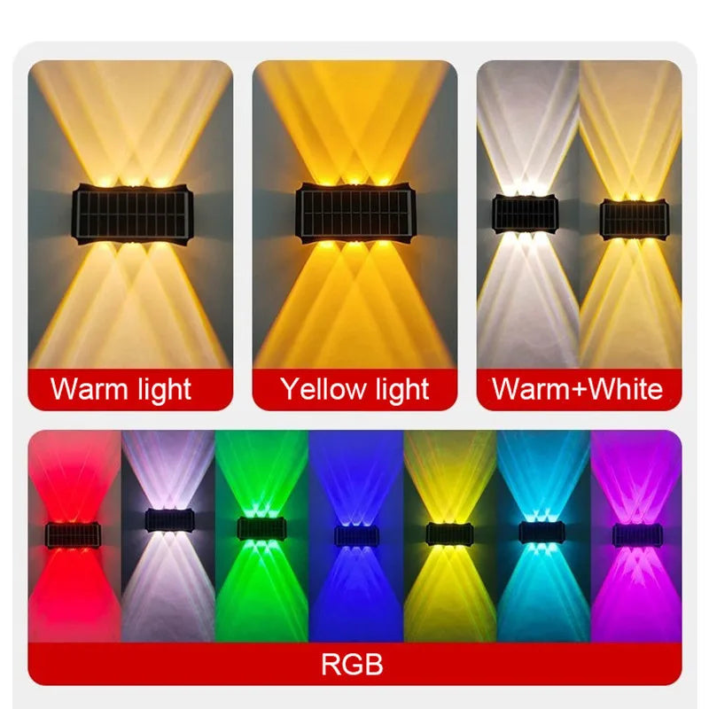 Outdoor Waterproof Solar LED Wall Lamp for Balcony, Yard, and Garden Decoration