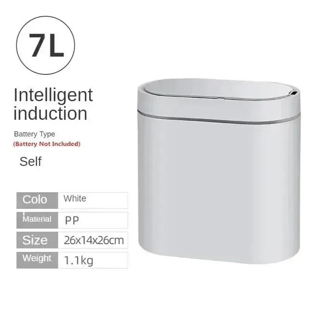 7L Touchless Automatic Bathroom Trash Can with Lid, Motion Sensor Waterproof Design for Kitchen and Bedroom
