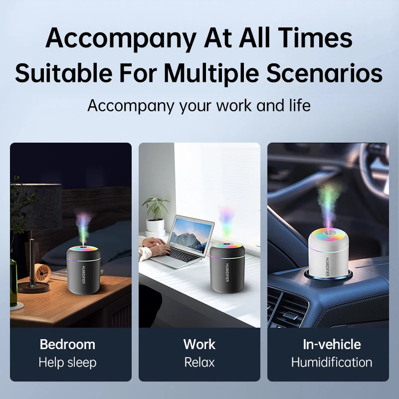 180ML USB Electric Aroma Diffuser and Humidifier with Essential Oil Purification and Ambient Lighting for Home, Car, and Bedroom