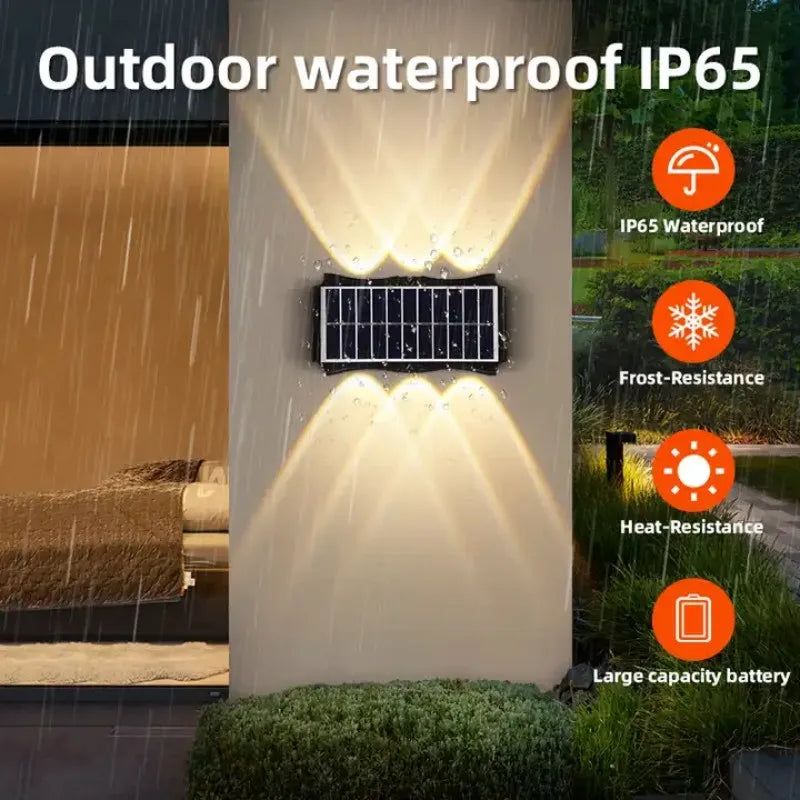 Outdoor Waterproof Solar LED Wall Lamp for Balcony, Yard, and Garden Decoration