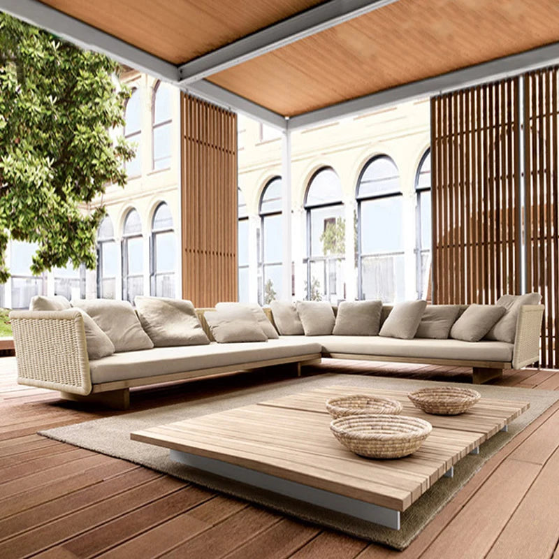 Nordic Waterproof Modern Outdoor Patio Set - Rattan Sectional with Gazebo, Sun-Proof Design for Relaxation