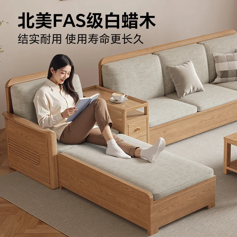 Nordic Ash Wood Solid Sofa Set for Modern Living Rooms in Small and Large Apartments