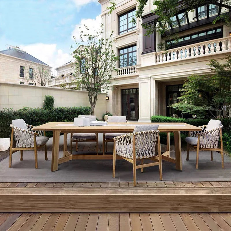 Solid Wood Garden Patio Set with Gazebo - Modern European Outdoor Lounge Furniture, Sun-Proof Sectional Salon De Jardin