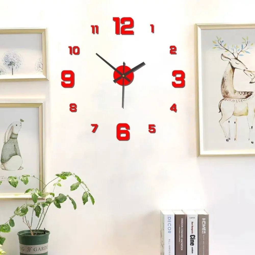 Frameless DIY Wall Clock with Night Light and Arrow Decal - Silent Mechanism for Home and Office Décor