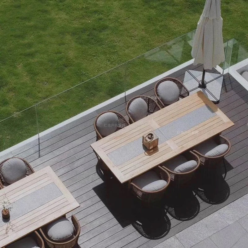 Solid Wood Garden Patio Set with Gazebo - Modern European Outdoor Lounge Furniture, Sun-Proof Sectional Salon De Jardin
