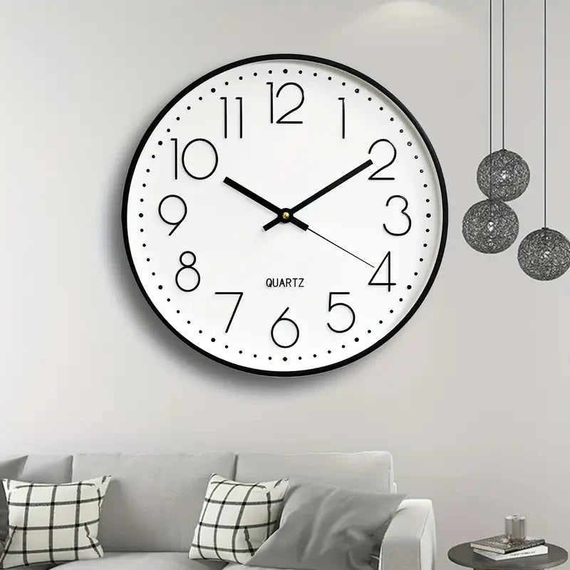8-Inch Quartz Wall Clock - Silent, Hole-Free Design for Home and Bedroom Decoration