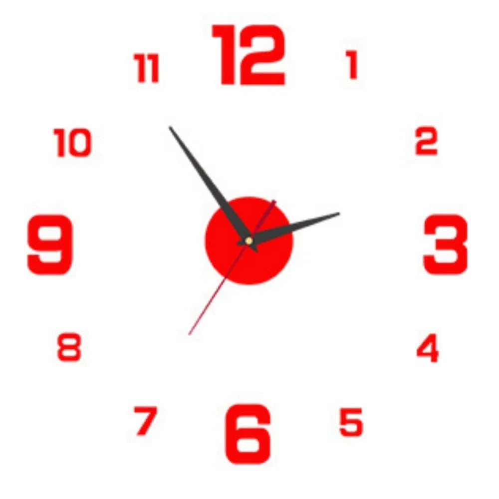Frameless DIY Wall Clock with Night Light and Arrow Decal - Silent Mechanism for Home and Office Décor