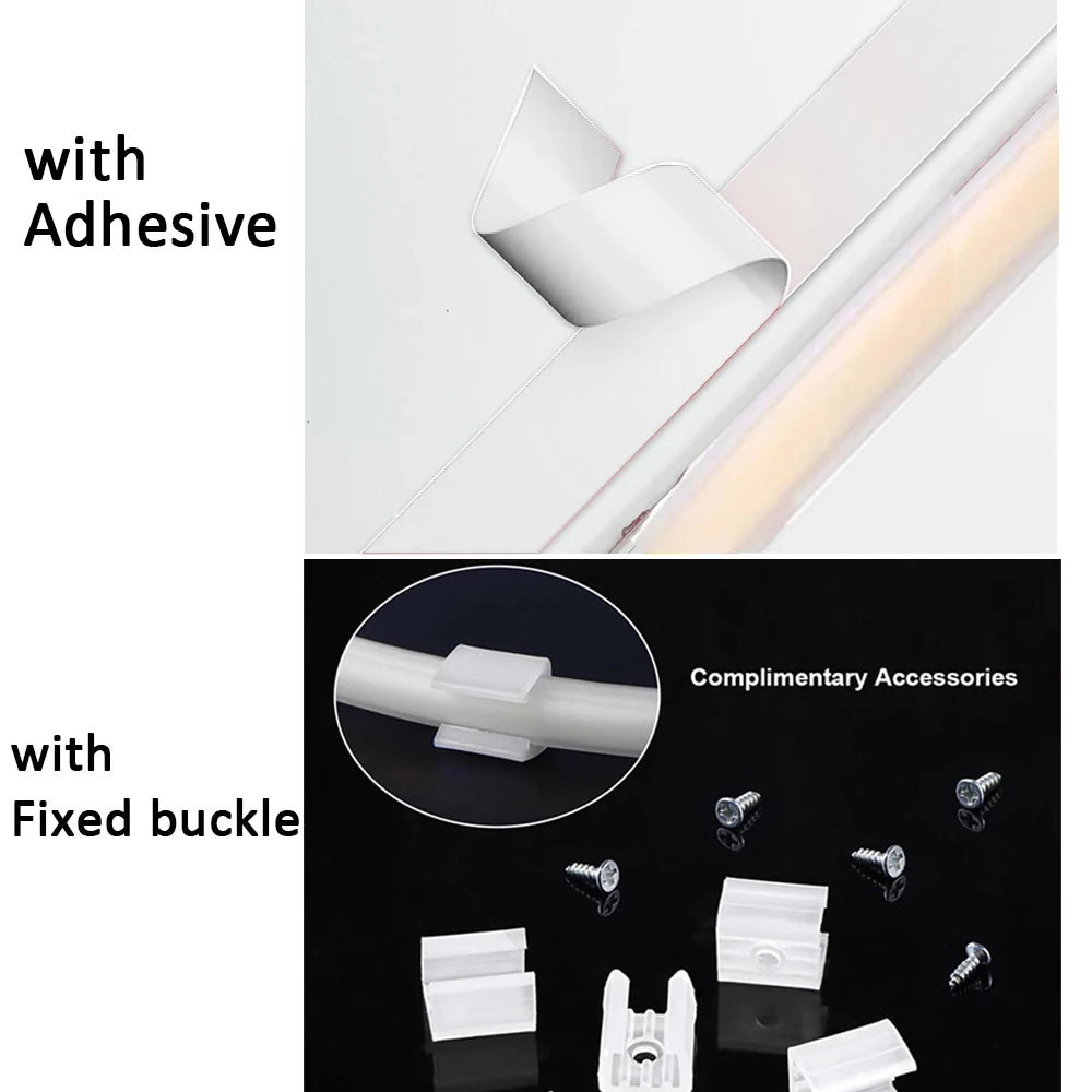 220V Waterproof COB LED Strip with ON/OFF Switch - Flexible Ribbon for Indoor and Outdoor Lighting in Rooms, Bedrooms, Kitchens, and Gardens