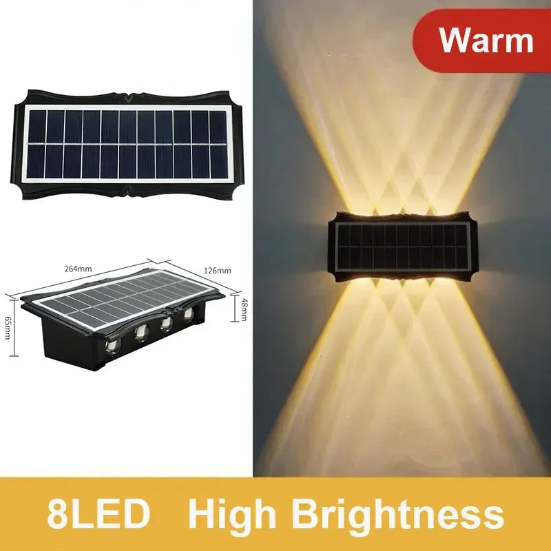 Outdoor Waterproof Solar LED Wall Lamp for Balcony, Yard, and Garden Decoration