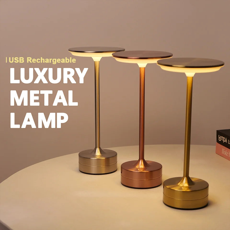 LED Touch Sensor Table Lamp - USB Rechargeable Portable Night Light for Bedroom, Restaurant, and Bar
