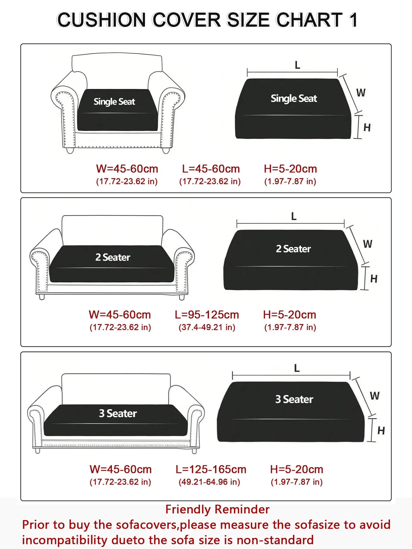 Jacquard Elastic Sofa Seat Cover - Thickened Protective Couch Cover, Removable and Anti-Dust Cushion Cover
