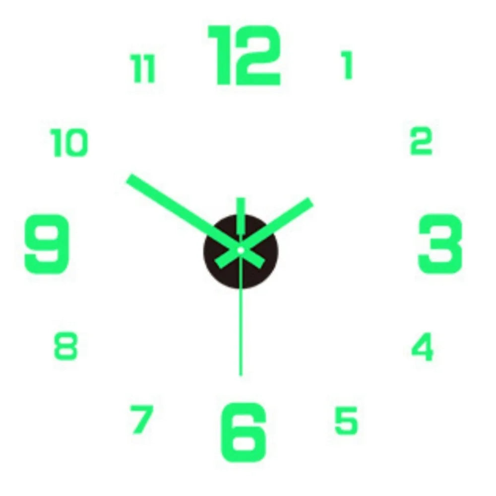 Frameless DIY Wall Clock with Night Light and Arrow Decal - Silent Mechanism for Home and Office Décor