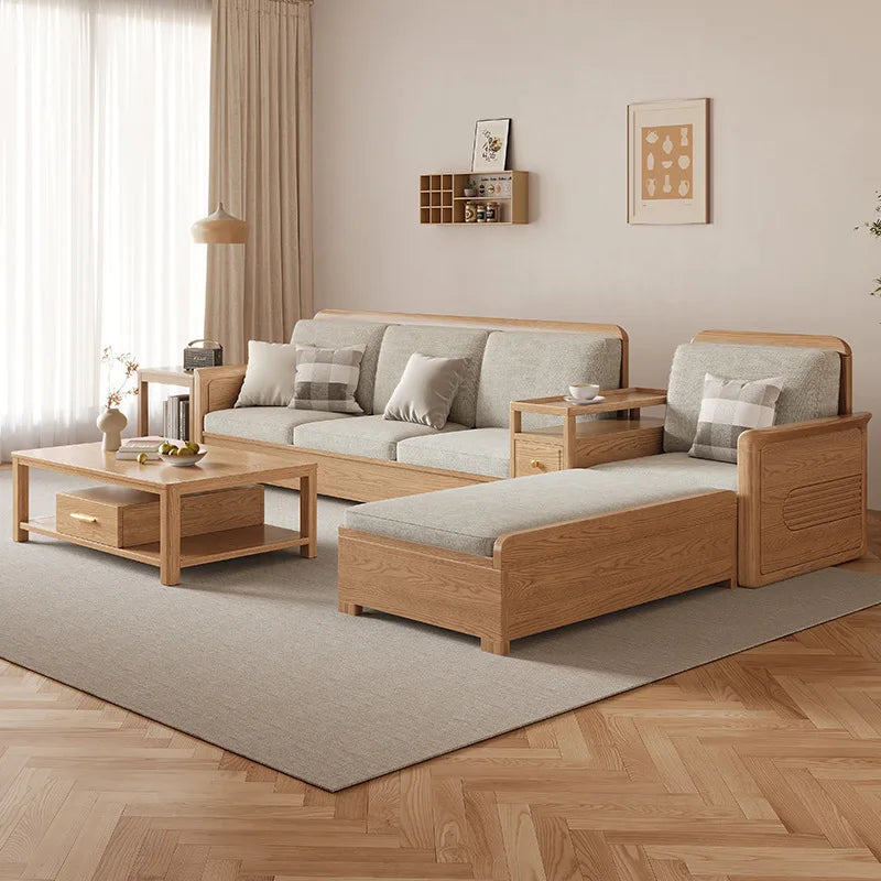 Nordic Ash Wood Solid Sofa Set for Modern Living Rooms in Small and Large Apartments