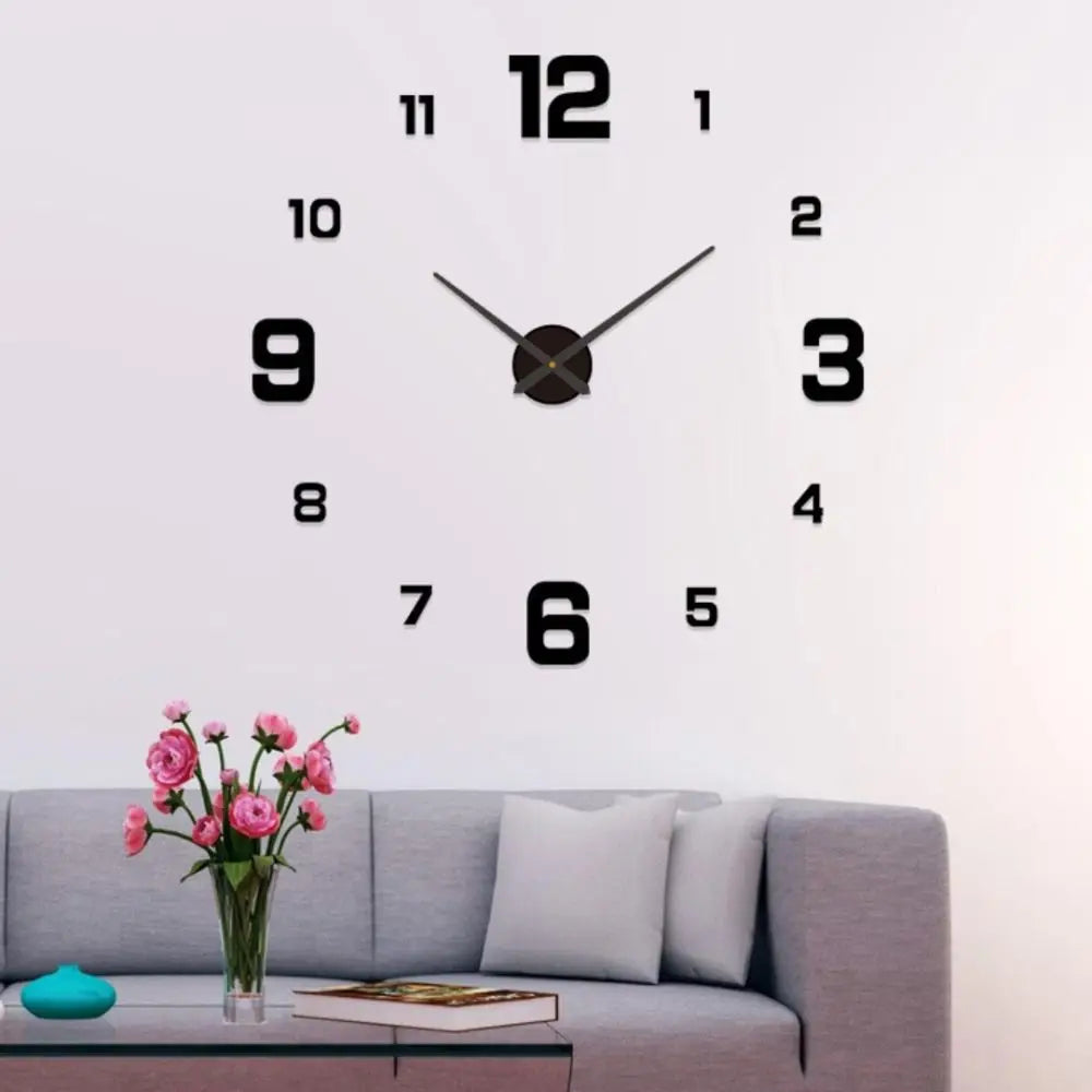 Frameless DIY Wall Clock with Night Light and Arrow Decal - Silent Mechanism for Home and Office Décor