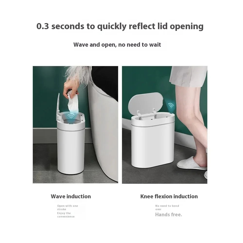 7L Touchless Automatic Bathroom Trash Can with Lid, Motion Sensor Waterproof Design for Kitchen and Bedroom