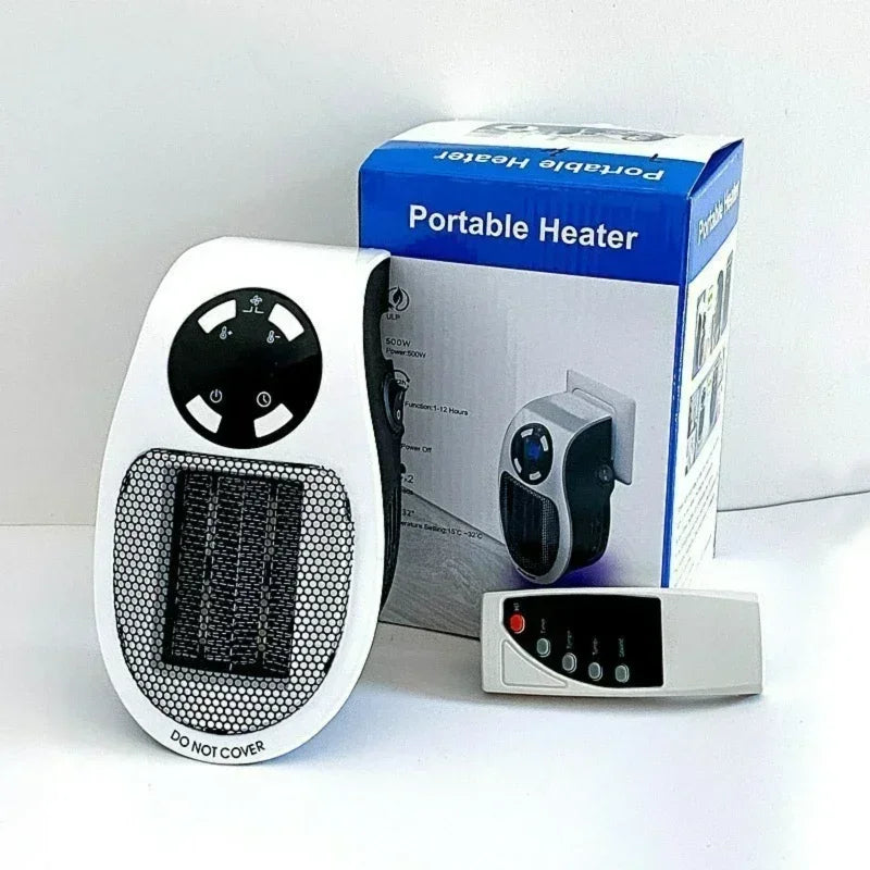 Portable Electric Heater with Remote Control - 500W Mini Radiator for Home Use